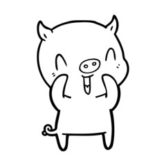 happy cartoon pig