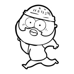 cartoon bearded man running