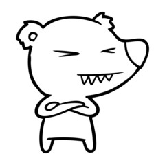 angry polar bear cartoon with folded arms