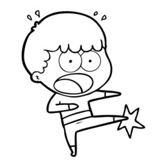 cartoon boy karate kicking