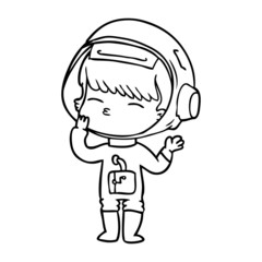 cartoon curious astronaut wondering