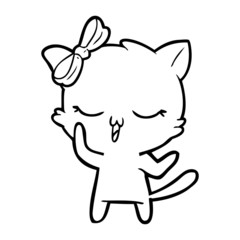 cartoon cat with bow on head