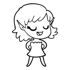happy cartoon elf girl
