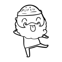 dancing man with beard sticking out tongue