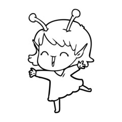 cartoon alien girl laughing