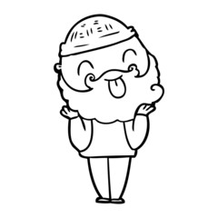 man with beard sticking out tongue