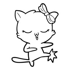 cartoon cat with bow on head