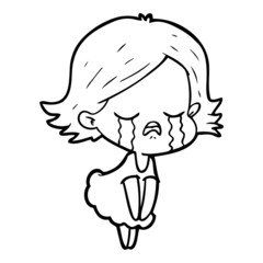 cartoon girl crying