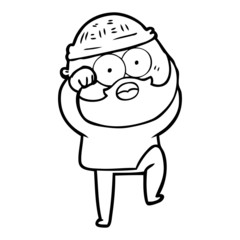 cartoon surprised bearded man