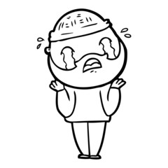 cartoon bearded man crying