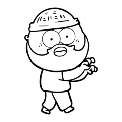 cartoon bearded man grasping