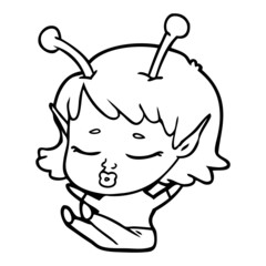 cute alien girl cartoon