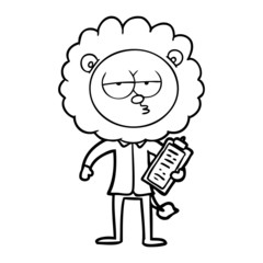 cartoon bored lion manager