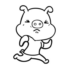 cartoon angry pig wearing tee shirt