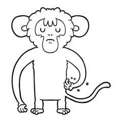 cartoon monkey scratching