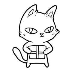 cartoon cat holding parcel