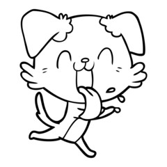 cartoon panting dog running