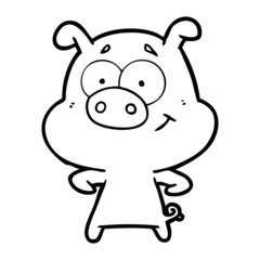 happy cartoon pig