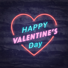 happy valentines day neon symbol