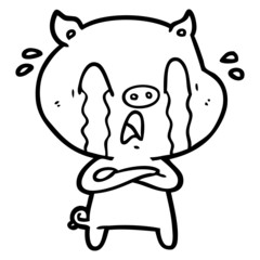 crying pig cartoon