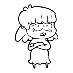 cartoon tired woman