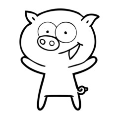 cheerful pig cartoon