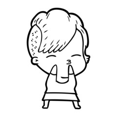 cartoon squinting girl