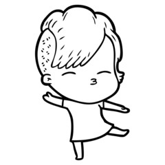 cartoon squinting girl