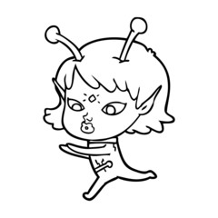 pretty cartoon alien girl