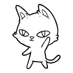 cartoon cat waving