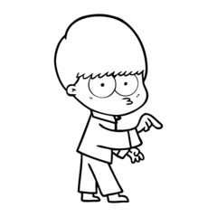 nervous cartoon boy