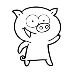 cheerful pig cartoon