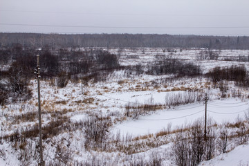 snow-covered fields on a frosty winter day