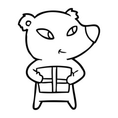 cute cartoon polar bear with xmas present