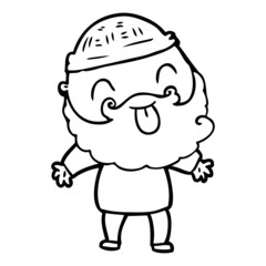 man with beard sticking out tongue