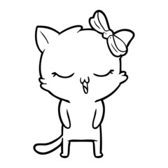 cartoon cat with bow on head