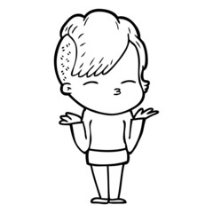 cartoon girl shrugging shoulders