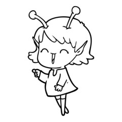 cartoon alien girl laughing