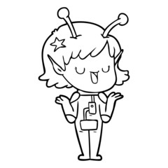 happy alien girl cartoon