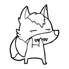 cartoon wolf showing teeth