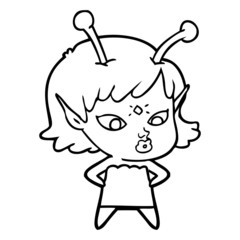 pretty cartoon alien girl