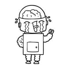 cartoon crying robot