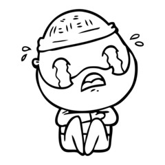 cartoon bearded man crying