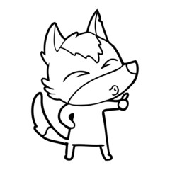 cartoon wolf pouting