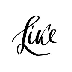 Like. Social Media typography banner. Blog decoration. Modern brush lettering. Vector grunge calligraphy illustration.