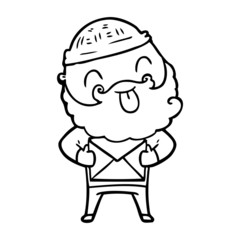 man with beard sticking out tongue