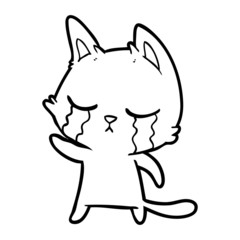 crying cartoon cat pointing