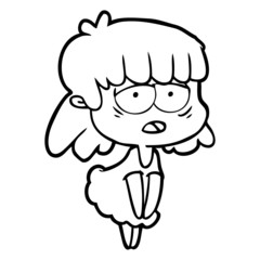 cartoon tired woman