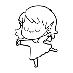 happy cartoon elf girl wearing dress