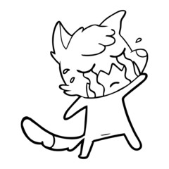 crying waving fox cartoon